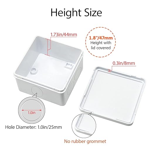 LeMotech Junction Box, Electrical Box IP55 Water Resistant Dustproof ABS Plastic Project Enclosure for Electronics White, External Size 3.4 x 3.4 x 2 inch