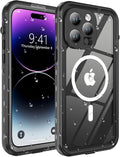 for iPhone 14 Pro Case Waterproof, [Shockproof] [Dustproof] [IP68 Waterproof] Full-Body Hard Case Built-in [Lens Screen Protection] for Diving Case (Black, for iPhone 14 Pro 6.1in)