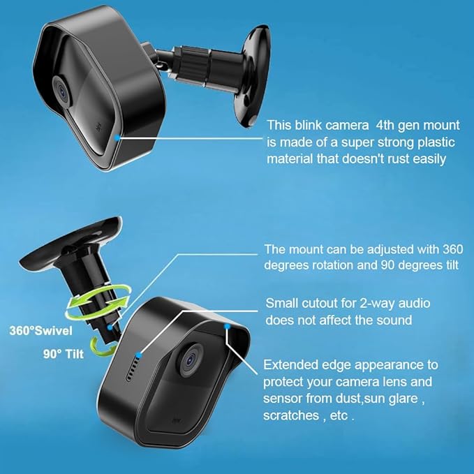 All-New Blink Outdoor Camera Surveillance Mount, 3 Pack Weatherproof Protective Housing and 360 Degree Adjustable Mount for Blink Outdoor 4/Outdoor 2K+/3rd Gen Cam, Black (Camera is Not Included)