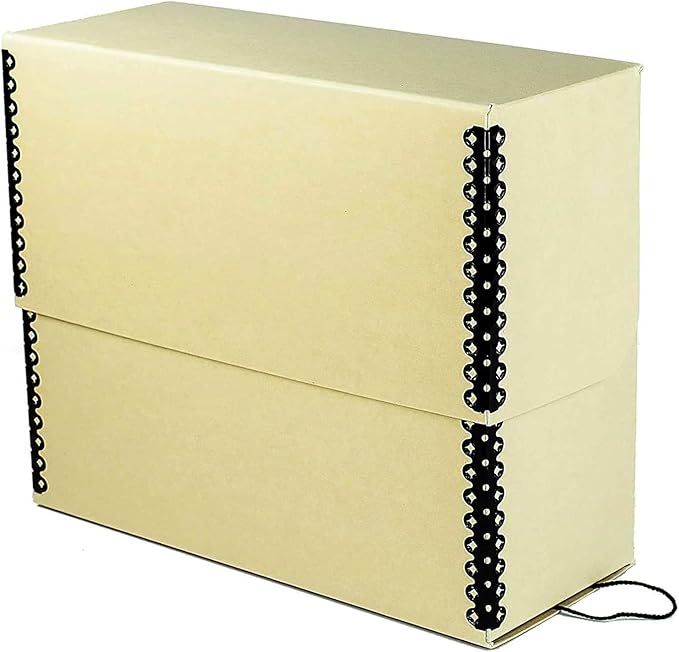 Lineco Archival Document Storage Box with Metal Edge, Acid-Free Tan Boxboard, Organize and Store Files, Prints, Photos, Legal-Sized Case 15.5" x 10.5" x 5" Wide, Pack of 2