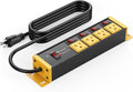 CCCEI Heavy Duty Surge Protector Power Strip 20 Amp Individual Switches. 25FT 12 Gauge Extension Cord with Multiple Outlets. Kitchen, Garage, Shop, Industrial Wall Mount Electric Extender, Yellow.