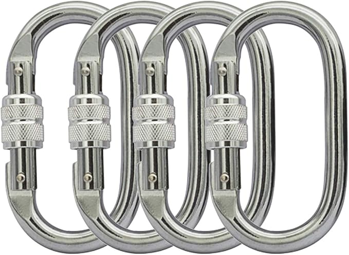 Heavy Duty Locking Climbing Carabiner Clip CE Rated 25 kN 5600 LB Rugged Terrain Approved Industrial Strength Twist Lock Carabiners Clips for Rigging, Ropes, Hammocks, Camping