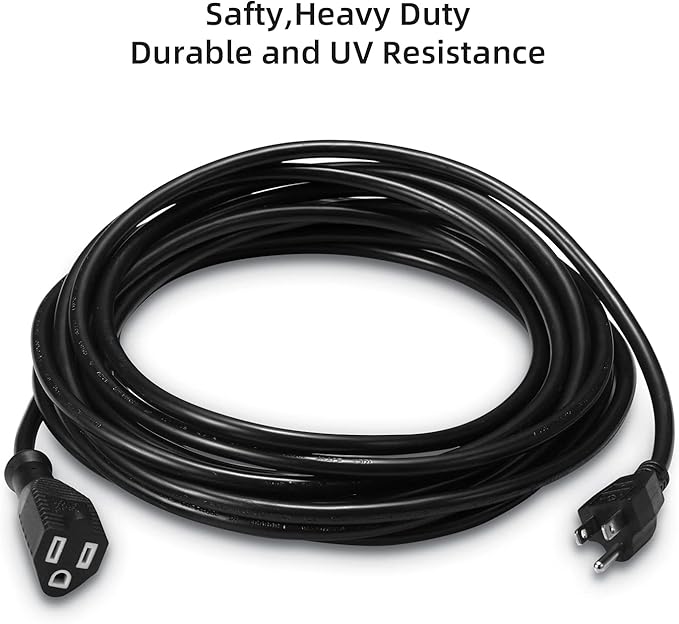 UL Listed Waterproof Power Extension Cord,DanYee Indoor/Outdoor(Marked General Use on The Tag) 16 AWG Heavy Duty AC SJTW Electrical Extension Cable (NEMA 5-15P to NEMA 5-15R)(3FT 2PACK,Black)