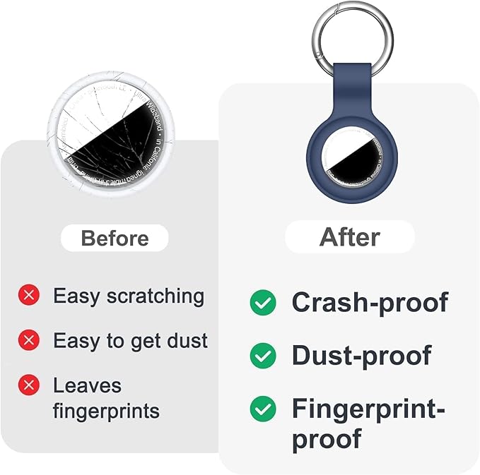 Linsaner Compatible with AirTag Case Keychain for Air Tag Holder Silicone for AirTags Key Ring Cases Tags Chain for Apple for AirTag GPS Item Finders Accessories，Dark Blue