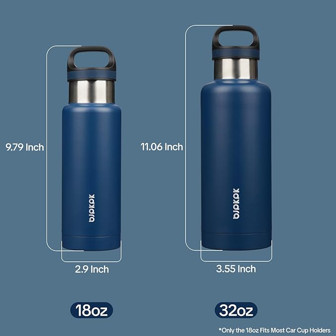 BJPKPK Insulated Water Bottle 32OZ Stainless Steel Water Bottle with Handle Double Walls Vacuum Insulated BPA Free Flask, Drak Blue