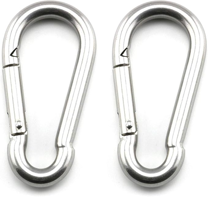 heyous 2 Set M8 Suspension Ceiling Wall Mount U Hook Anchor Hanger Stainless Steel Heavy Duty Multi Purpose Hammock Swing Ceiling Hook Round Base Plate with Snap Hook