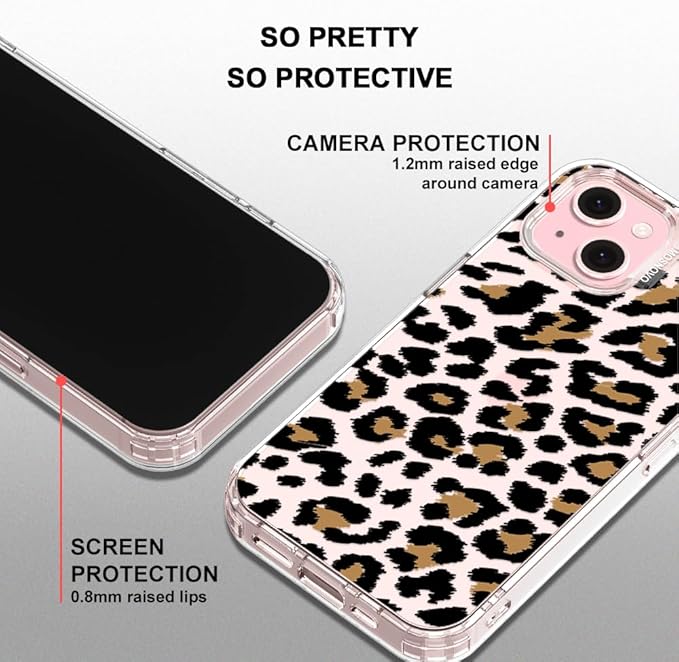MOSNOVO Case for iPhone 15 Plus/iPhone 14 Plus, [Buffertech 6.6ft Military-Grade Drop Protection] [Anti Peel Off Tech] Clear TPU Bumper Phone Case Cover Design - Leopard Print