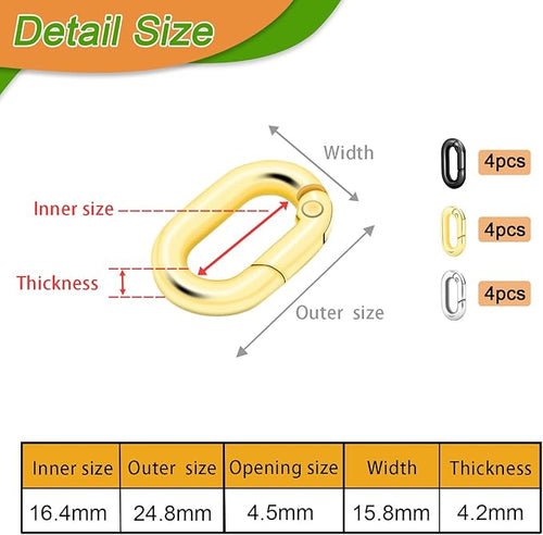 12Pack 5/8 Inch Small Oval Keyring, Metal Tiny Carabiner Spring Snap Hooks Clip for Paracord Keychain Lanyard, Car Key Rings, Pets Collar Buckles, Purse Keychain Replacement (Assorted)