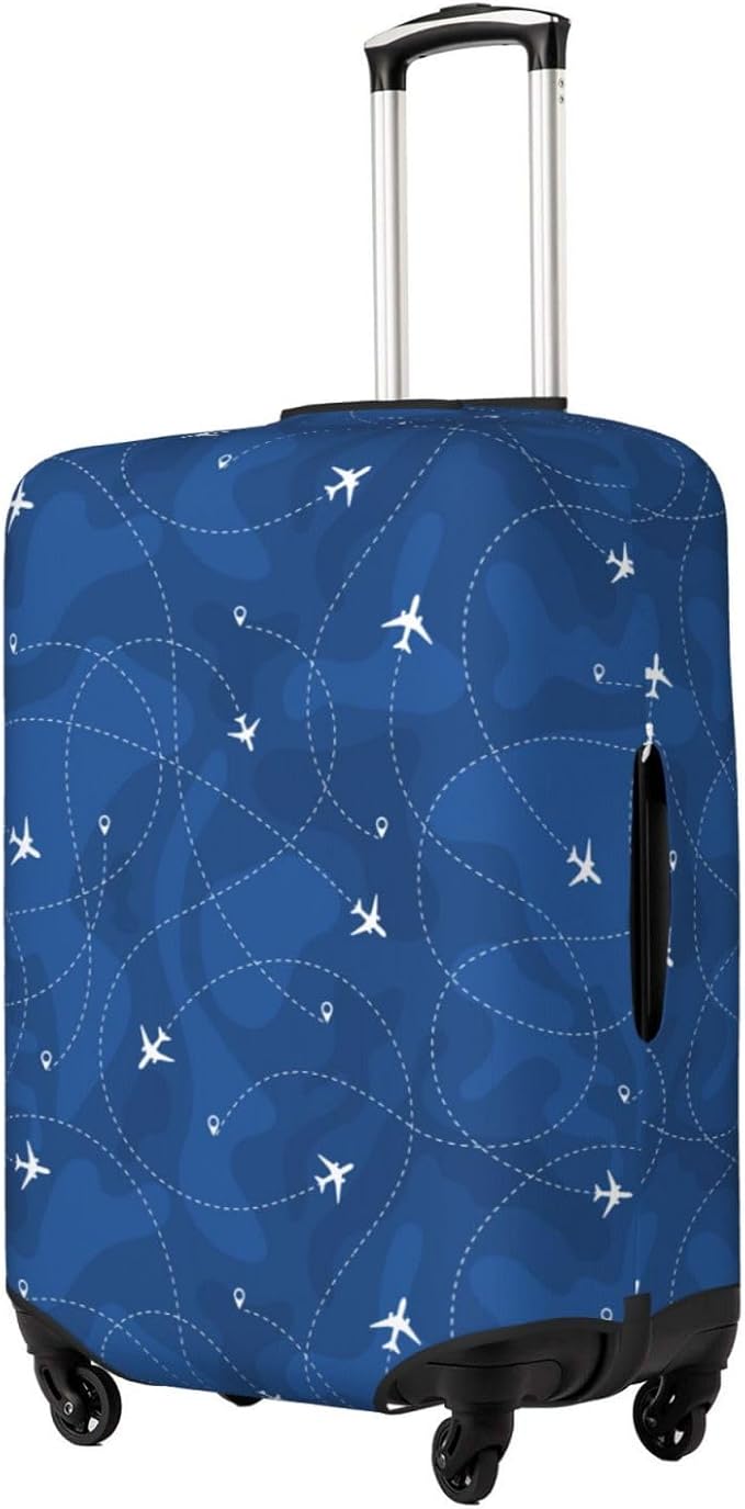 Travel Luggage Cover with Airplane & Route Pattern, Suitcase Protector For Travel (Fits 18-21 Inch Luggage)