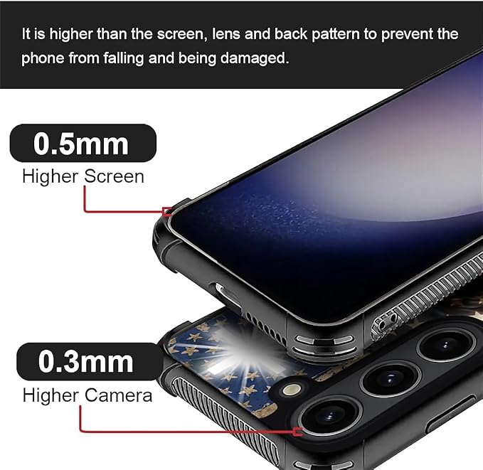 for Samsung Galaxy S23 Case, Red American Flag Horse Cross Pattern Graphic Design Girl Boy Soft Silicone Hard Acrylic Shock Protection for Samsung Galaxy S23