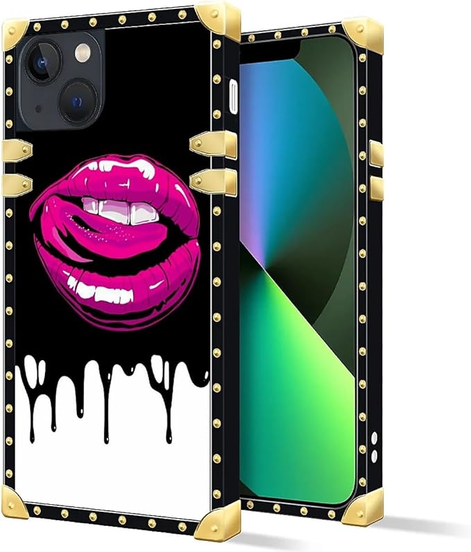 Compatible with iPhone 13 Case, Black White Red Slap Sexy Luxury Golden Decoration for Girl Women Soft TPU Shockproof Protective Hard PC Back for iPhone 13