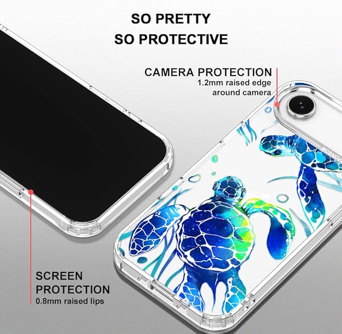 MOSNOVO for iPhone Air Case | Military Grade 6.6ft Drop Tested | Camera Control | Clear with Sea Turtles Design