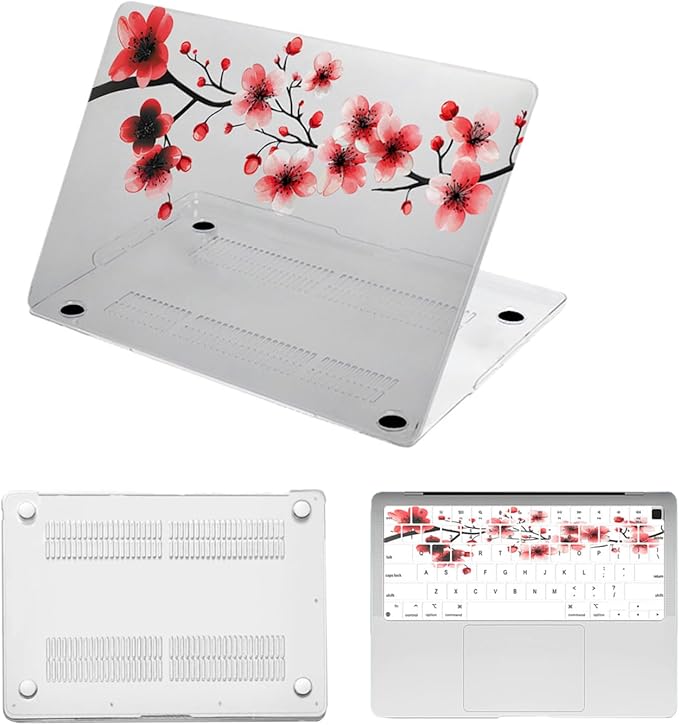 Hard Cover for MacBook Air 13 inch Case 2010-2017 Release (Model A1466 A1369),Pattern Design Protective Case & TPU Keyboard Cover for Apple Laptop Air 13.3",Pink Flowers