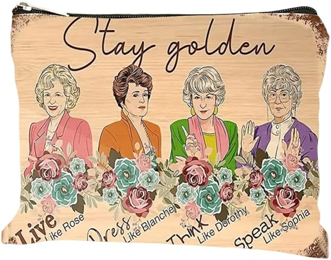 Stay Golden Women's Cosmetic Bag with Golden Girls Theme, Zippered Pouch for Makeup, Portable Travel Multi-Functional Bag, Ideal Gift for Friends and Sisters,Gift Idea for Christmas (F0162)