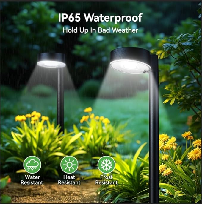 Ahaorigin 4 Pack Solar Pathway Lights Outdoor, 12 Brighter LED Solar Lights Outdoor Waterproof, Up to 12 Hrs Modern Path Light for Yard Garden Walkway Driveway Lawn, Cool White