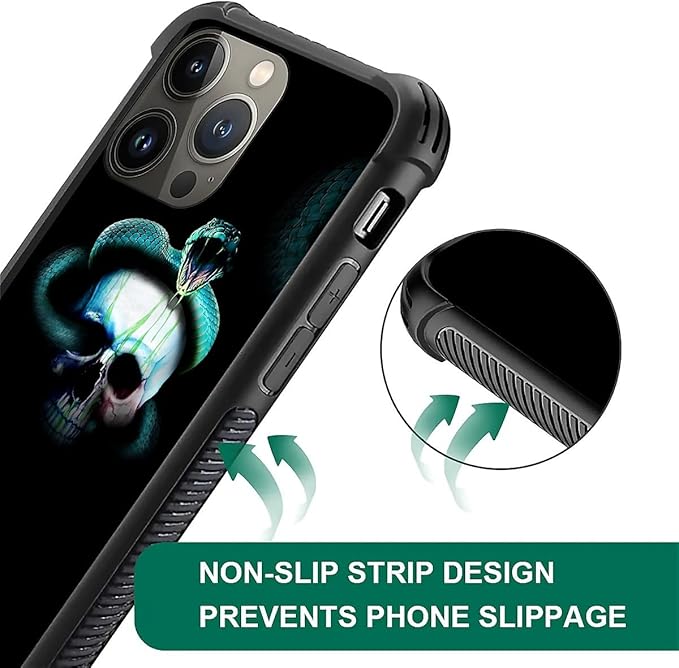 for iPhone 14 Pro Max Case, Skeleton Winding Snake Pattern Graphic Design Girl Boy Soft Silicone Hard Acrylic Shock Protection for iPhone 14 Pro Max