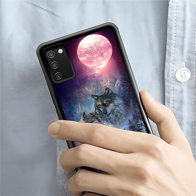 for Samsung Galaxy S20 FE Case, Star Two Wolfs Howling Pattern Graphic Design Girl Boy Soft Silicone Hard Acrylic Shock Protection for Samsung Galaxy S20 FE