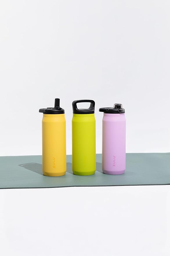 ZULU Base 40oz Stainless Steel Water Bottle with 3 Lids- Straw, Chug, Twist | Double Walled and Vacuum Insulated Metal Thermos | For Gym, Outdoor | Built in Carry Loop, Dishwasher Safe, Guac