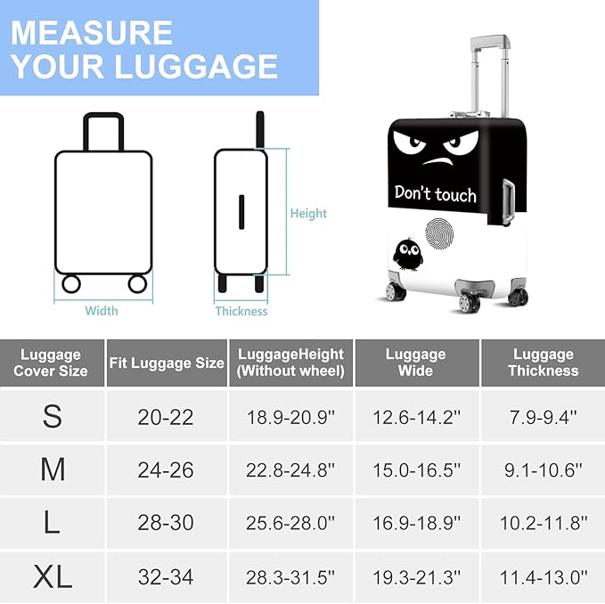 ANNA QUEEN Funny Don't Touch Luggage Cover,Stretchable Suitcase Protector Sleeve,Fit for 20-22 Inch Checked Baggage,Water Resistant Durable Luggage Protector
