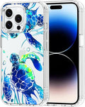 MOSNOVO Case for iPhone 14 Pro Max, [Buffertech 6.6ft Military-Grade Drop Protection] [Anti Peel Off Tech] Clear TPU Bumper Phone Case Cover Design - Sea Turtles