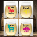 Set of 4 Shatterproof Designer 16 oz Plastic Wine Glasses MADE in the USA (MAMA)