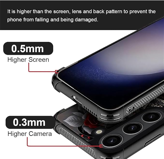 for Samsung Galaxy S23 Plus Case, Entwined Rose Snake Pattern Graphic Design Girl Boy Soft Silicone Hard Acrylic Shock Protection for Samsung Galaxy S23 Plus