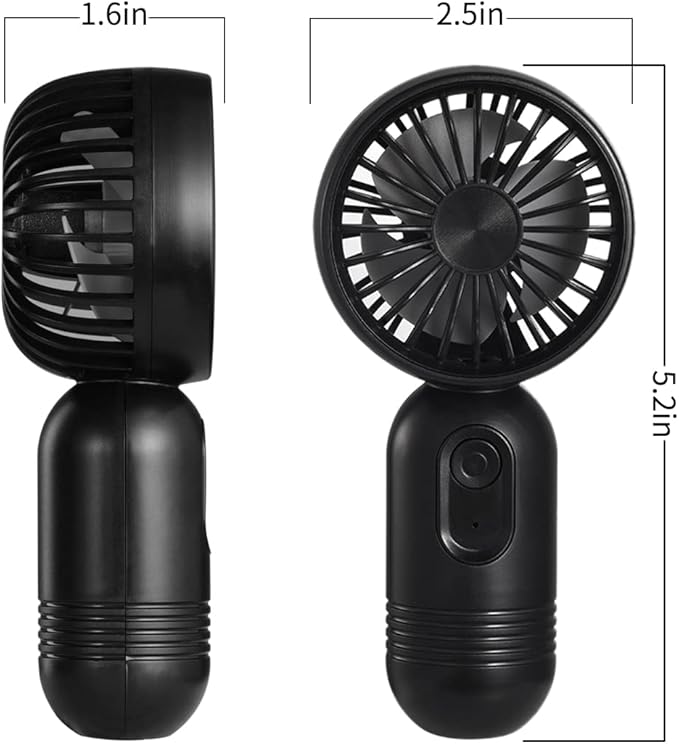 Mini Portable Fan 2 Pack, Cute Handheld Fan Battery Operated Lightweight Small Personal Fan with 3 Speeds and USB Rechargeable Eyelash Fan for Stylish Girl Kids Women Men Office Outdoor Travel Camping