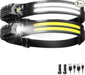 Rechargeable Headlamps 2 Pack, LED Headlight 230° Ultra Wide Beam, 6 Modes Waterproof Head Lamp, Hands-Free Forehead Light for Camping, Hiking, Running, Outdoor Gear