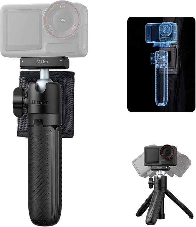 ULANZI MT66 Magnetic Mini Extension Rod Tripod for DJI Osmo Action 5 Pro/4/3/Osmo 360, with Backpack Strap Mount for Vlog Video Recording, Multi-Modes Backpack Clip/Selfie Stick/Handle Grip