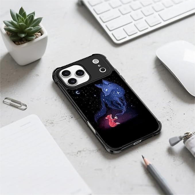 for iPhone 17 Pro Max Case,for MagSafe Graphic Design for Girl Boy Soft Silicone Hard Acrylic Shock Protection Designed for iPhone 17 Pro Max Galaxy Fox Wolf Pattern