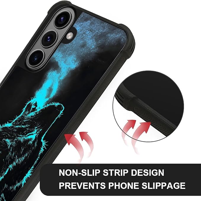 for Samsung Galaxy S26 Case,Graphic Design for Girl Boy Soft Silicone Hard Acrylic Shock Protection Designed for Samsung Galaxy S26 Blue Breathing Wolf Pattern