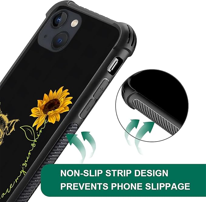 for iPhone 13 Mini Case, Pig Sunflower Yellow Sunshine Pattern Made of Soft Silicone Hard Acrylic Shock Protection for iPhone 13 Mini