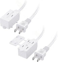 [ETL Listed] Cable Matters 2-Pack 16 AWG 2 Prong Extension Cord 10 ft, 13A 3-Outlet Extension Cords with Tamper Guard, 13 Amp, 1625 Watts, White