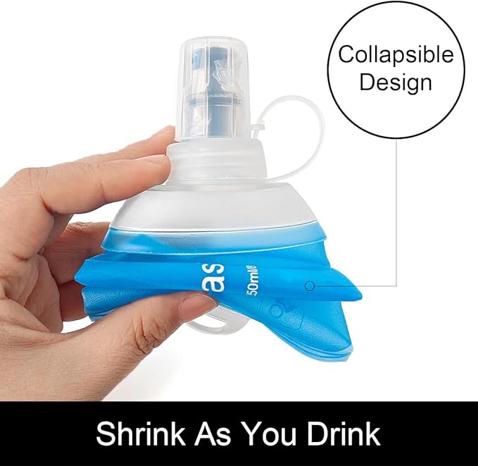 WILDREEDS 500ml Soft Flask, TPU Collapsible Soft Water Bottle for Hydration Pack, Running Vest, Folding Water Bottle for Hiking Cycling Climbing-2Pcs, Blue