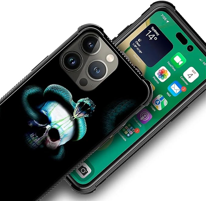 for iPhone 13 Pro Max Case, Skeleton Winding Snake Pattern Graphic Design Girl Boy Soft Silicone Hard Acrylic Shock Protection for iPhone 13 Pro Max