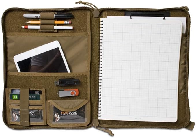TACTICAL NOTEBOOK COVERS Tactical Admin Notebook Cover System | Zippered Map Case | Fits US Standard Size Paper 8.5” x 11” & A4 Notebooks | Durable Field Organizer (Multicam)