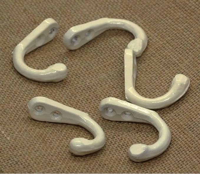FAPBADRI Multipurpose Hooks, Used to Hang Clothes, Bags, Coats, Curtain Hold Backs, Keys, Colour - Ivory, Material - Aluminium, Screws and Wallplugs Included, Pack of 4 Pieces