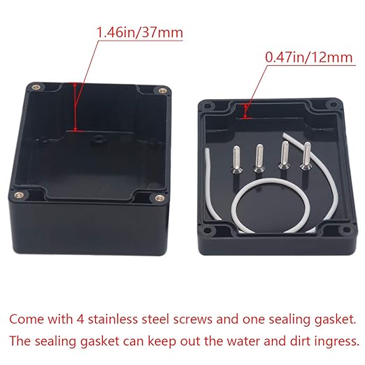 Junction box, Raculety Electrical Project Case Power Junction Box, Project Box Black (4.53"x3.54"x2.17")
