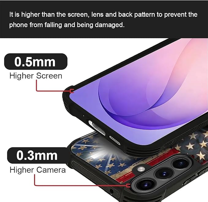 for Samsung Galaxy S26 Plus Case,Graphic Design for Girl Boy Soft Silicone Hard Acrylic Shock Protection Designed for Samsung Galaxy S26 Plus Red American Flag Horse Cross Pattern