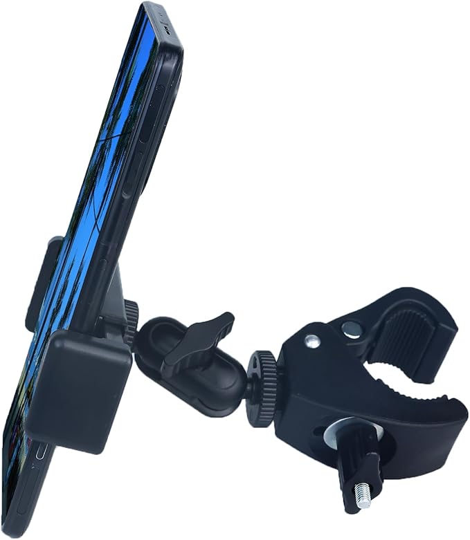 Phone Holder with Clamp for Golf Cart Universal Phone Mount Holder for Bicycle, Wheelchair, Stroller Mic Stand Phone Holder