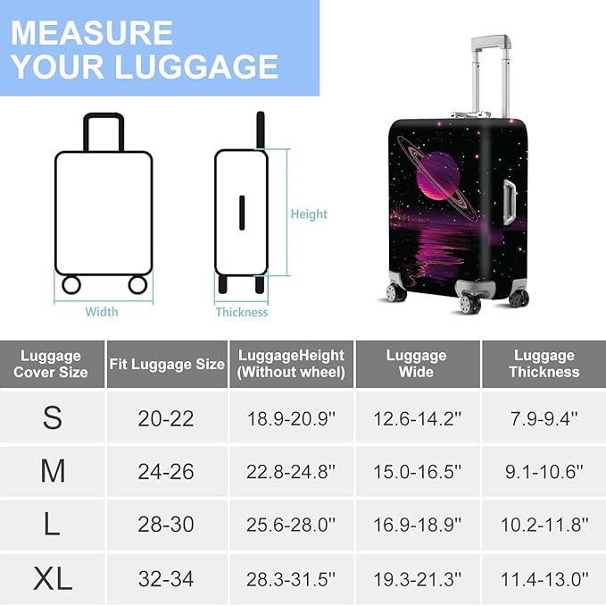 ANNA QUEEN Cosmic Purple Saturn Luggage Cover-Stretchable,Water Resistant & Durable Suitcase Protector,Universal Washable Fit for 32-34 Inch Checked Baggage