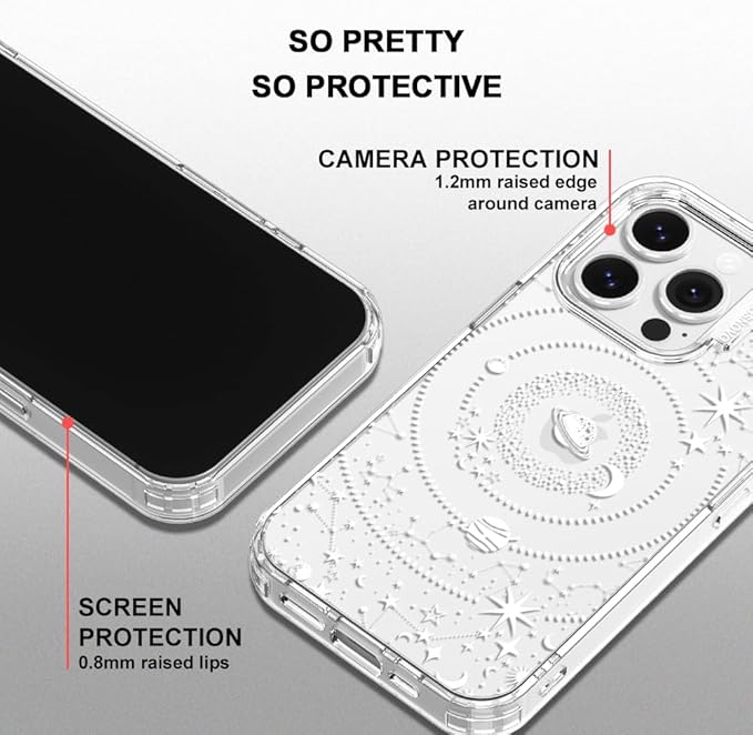 MOSNOVO Case for iPhone 14 Pro, [Buffertech 6.6ft Military-Grade Drop Protection] [Anti Peel Off Tech] Clear TPU Bumper Phone Case Cover Design - Galaxy