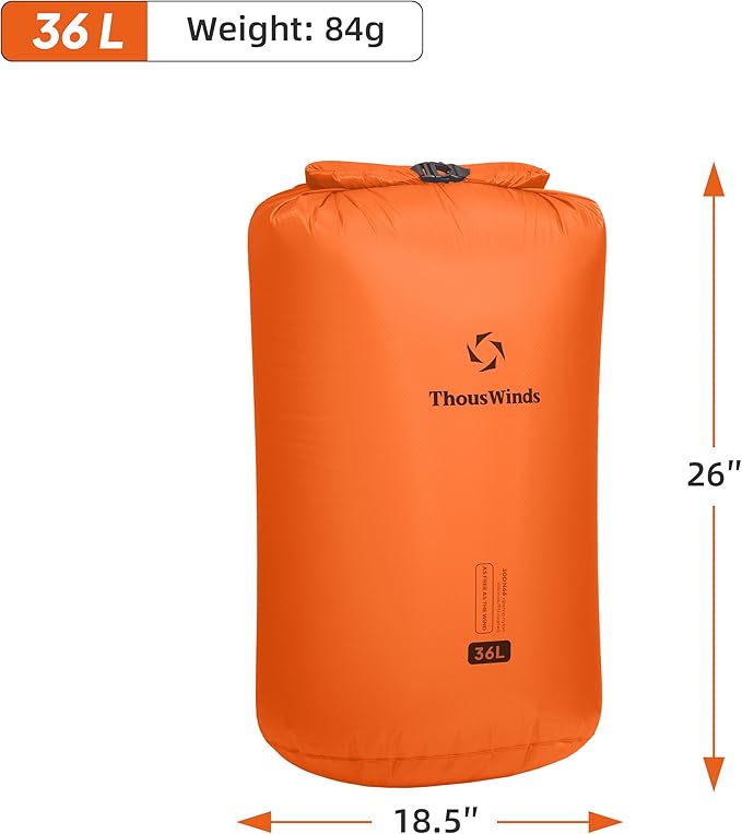 Thous Winds Waterproof Dry Bag - 36L Large Capacity Roll Top Waterproof Dry Sack Keeps Gear Dry for Kayak, Hiking, Camping Outdoors