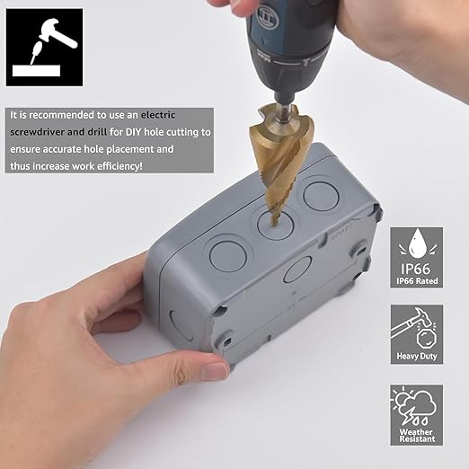 Outdoor Junction Box, Nineleaf IP66 3 Set Weatherproof Electrical Boxes with 20mm Cable Gland Kit, PVC/ABS Plastic Enclosure Box Universal Watertight 4.9 x 3.3 x 2.3 inch (125x86x62mm)