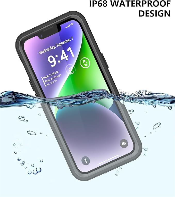 Protebox for iPhone 14 Waterproof Case with Built-in Screen Protector, Shockproof Dustproof Full Body Protective IP68 Waterproof Phone Case for iPhone 14 6.1 inch (Black/Clear)