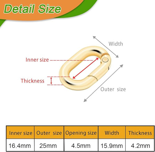 10Pack 5/8 Inch Small Oval Carabiner, Metal Spring Tiny Carabiner Clips for Paracord Keychain Lanyard, Car Key Rings, Dog Tag Clip, Pets Collar Buckles, Purse Keychain Replacement (Light Gold)