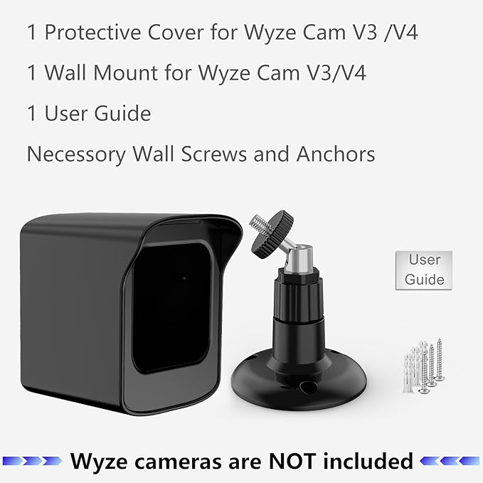 PEF Mount for All New Wyze Cam V4 and V3, Weatherproof Protective Cover and 360 Degree Adjustable Wall Mount Solid Housing for Wyze V4 and V3 Outdoor Indoor Smart Home Camera System (Black, 1 Pack)