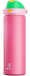32 oz Insulated Water Bottle for Women: Meoky Stainless Steel Water Bottle with 2-in-1 Straw and Spout Lid - Leak Proof, Cold for 24 Hours, Protective Silicone Base, BPA-Free for Sports Gym, Ruby
