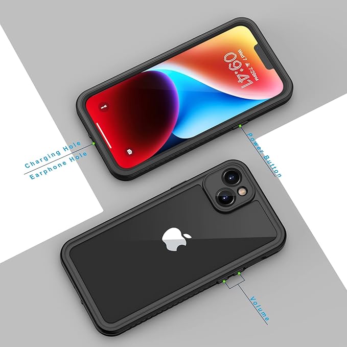Lanhiem for iPhone 14 Plus Case, IP68 Waterproof Dustproof Shockproof Cases with Built-in Screen Protector, Full Body Protective Phone Case for iPhone 14 Plus -6.7 inch (Black)