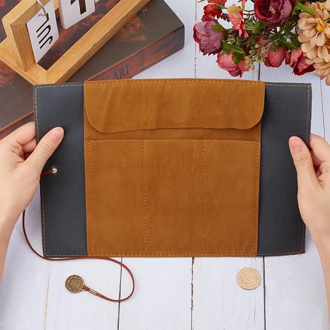 GORGECRAFT Canvas PU Leather Pencil Bag Strap Vintage Treasure Map Compass Pattern Pen Case Holder Cover Rollup Retro Pen Bag Wrap Roll up Portable Stationery Pouch with Alloy Charming Sandy Brown